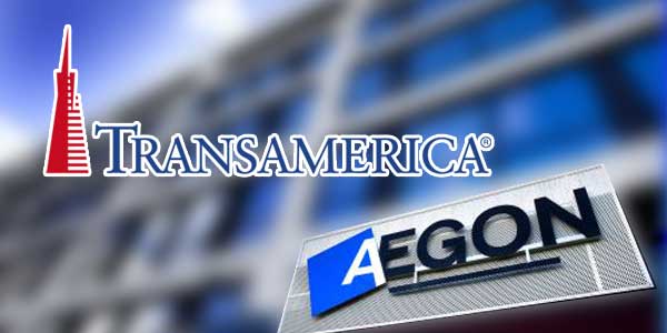 Logos of Aegon and Transamerica life insurance, pensions, and asset management company