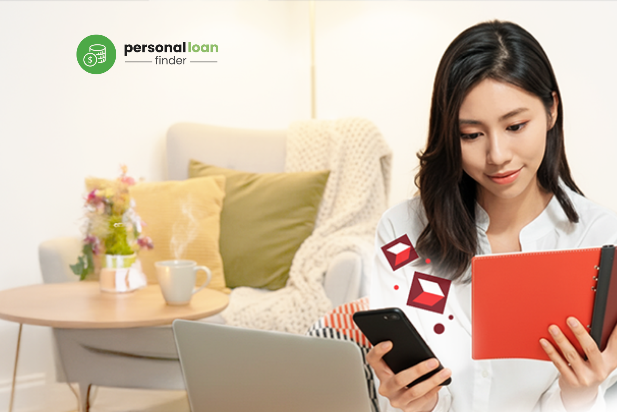 woman applying for cimb personal loan with her phone